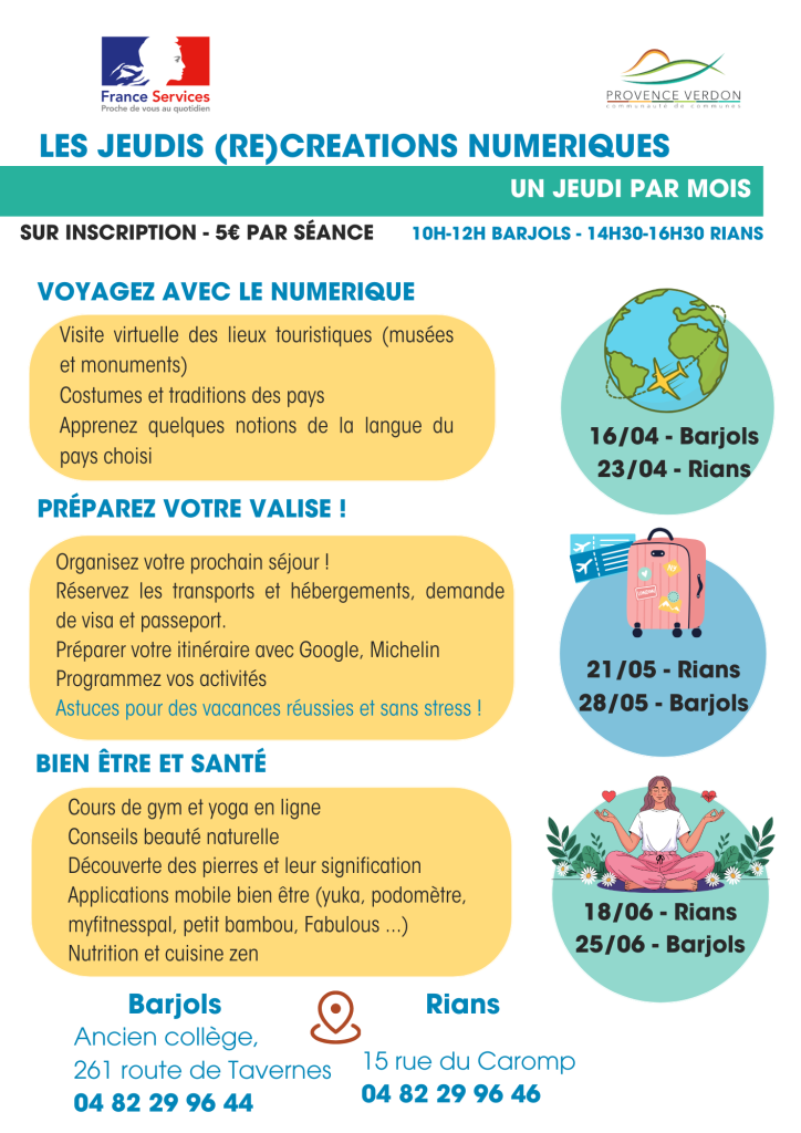 Jeudis avril-juin Barjols et Rians