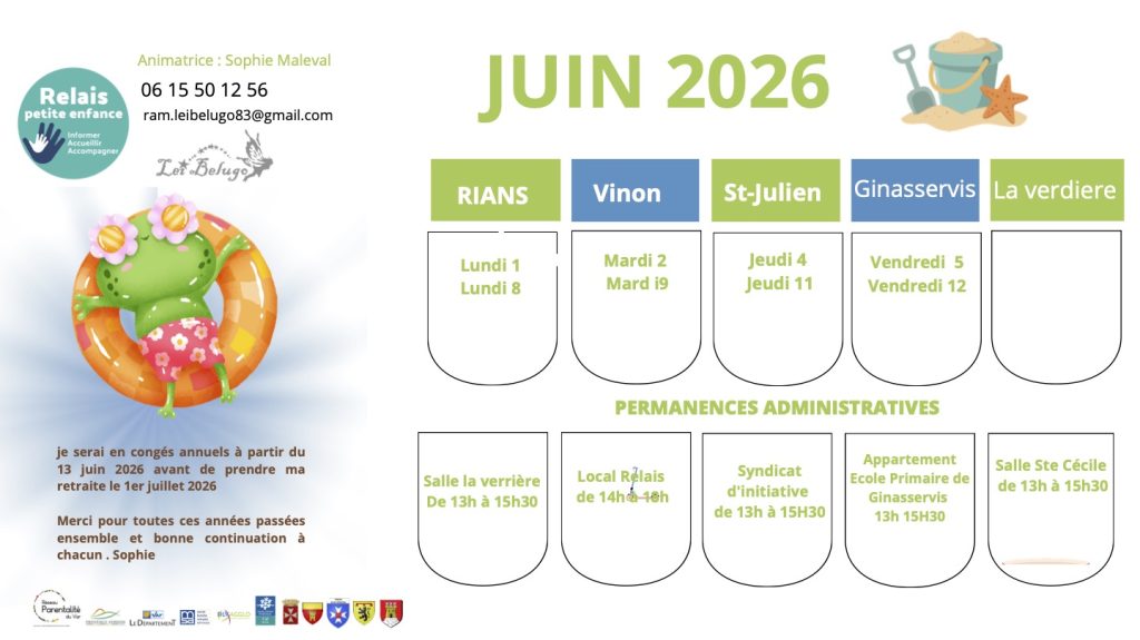 Planning juin 1016